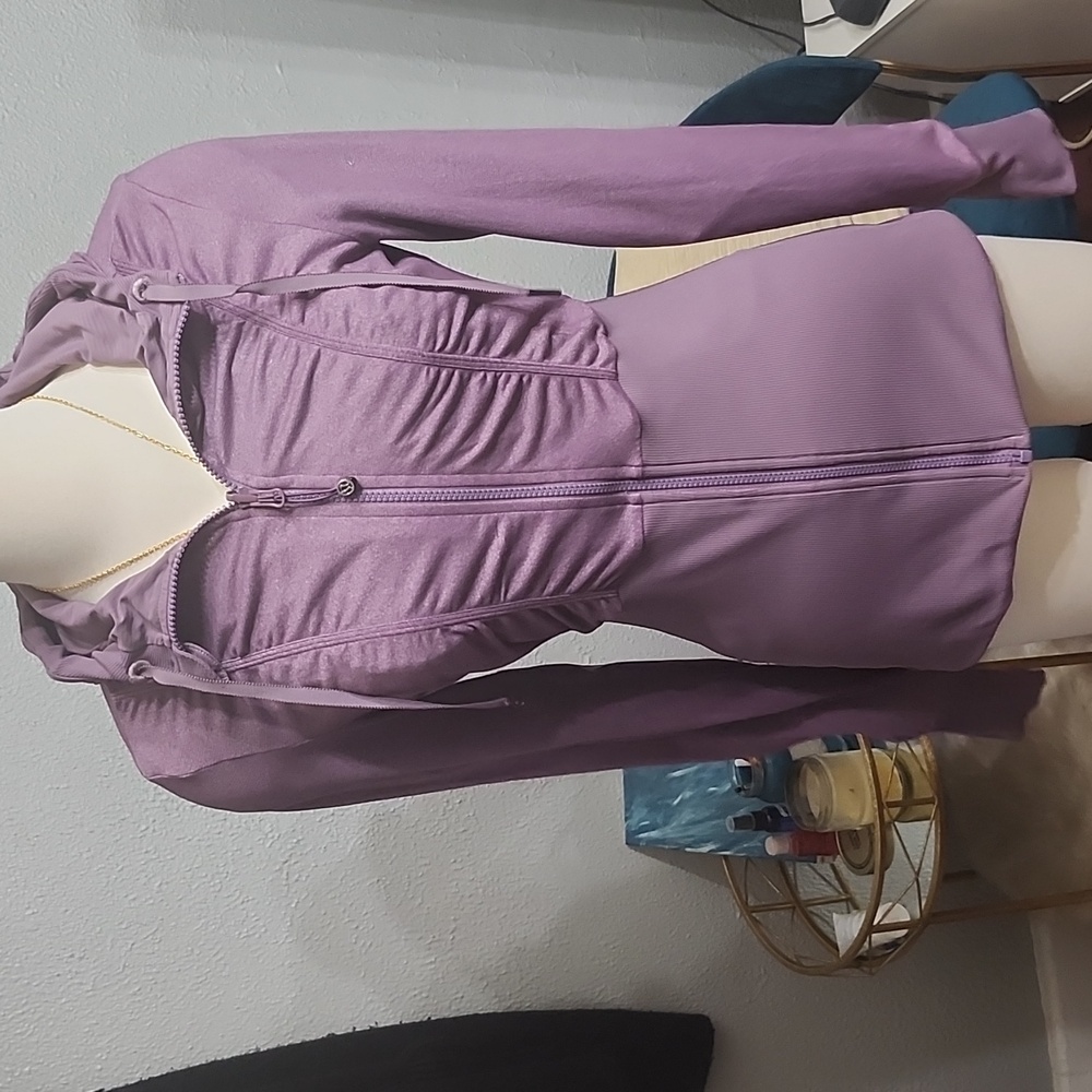 lululemon athletica 2 In 1 Jacket Purple Zup Front Hoodie Sz 8 Reversible